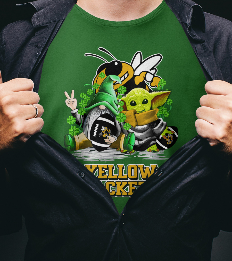 Georgia Tech Yellow Jackets St. Patrick’s Day Football Gnome And Green Baby Character T-Shirt