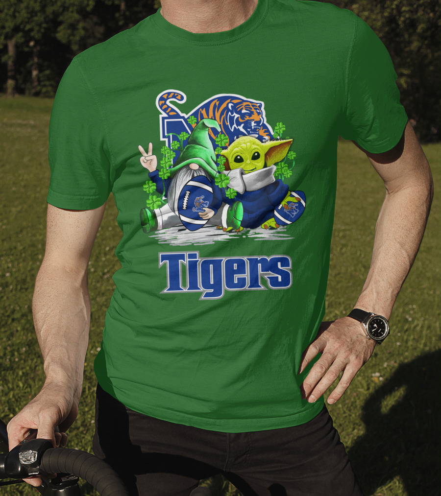 Memphis Tigers Football St. Patrick's Day Gnome And Child Icons T-Shirt