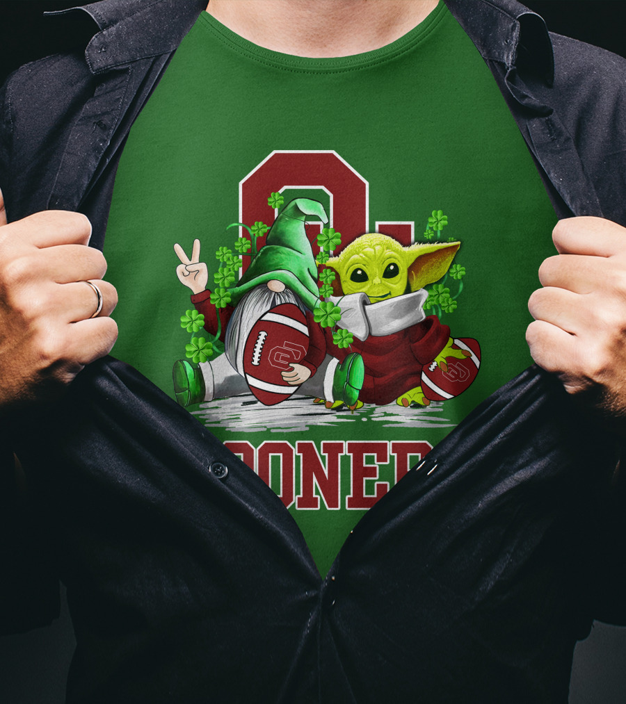 Oklahoma Sooners St. Patrick's Day Football Gnome And Alien T-Shirt