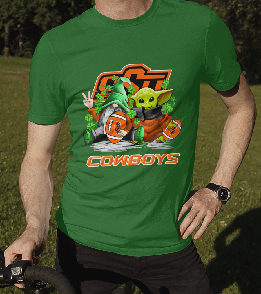 Oklahoma State Cowboys Football St. Patrick’s Day Yoda And Gnome T-Shirt