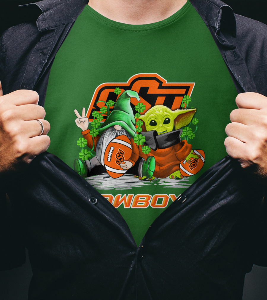Oklahoma State Cowboys Football St. Patrick’s Day Yoda And Gnome T-Shirt