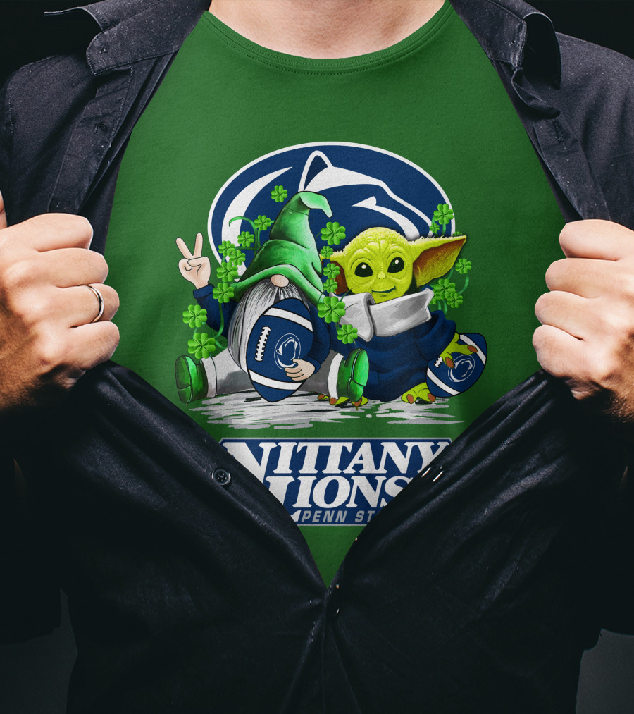 Penn State Nittany Lions St. Patrick's Day Football Shamrocks T-Shirt