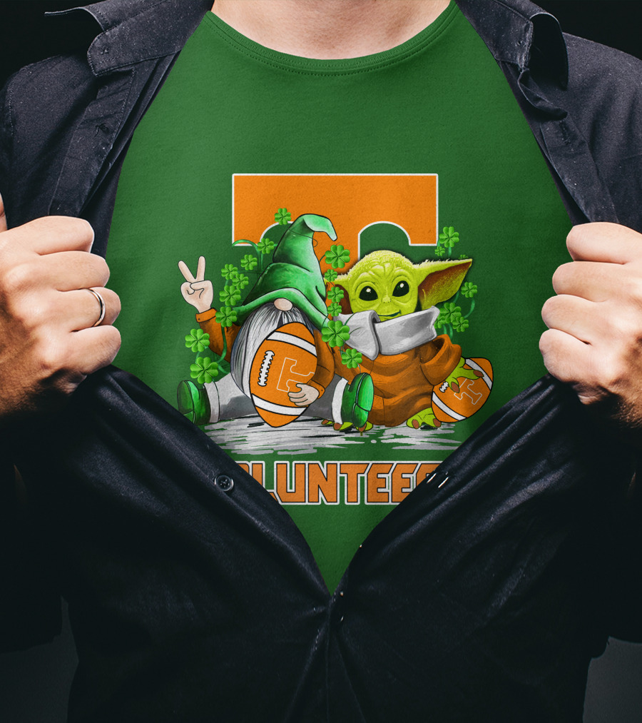 Tennessee Volunteers Football St. Patrick’s Day Gnome And Baby Alien T-Shirt