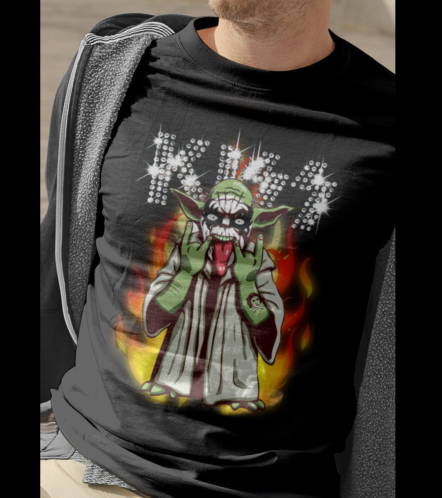 Yod1 Star Wars KISS Mashup With Flames T-Shirt