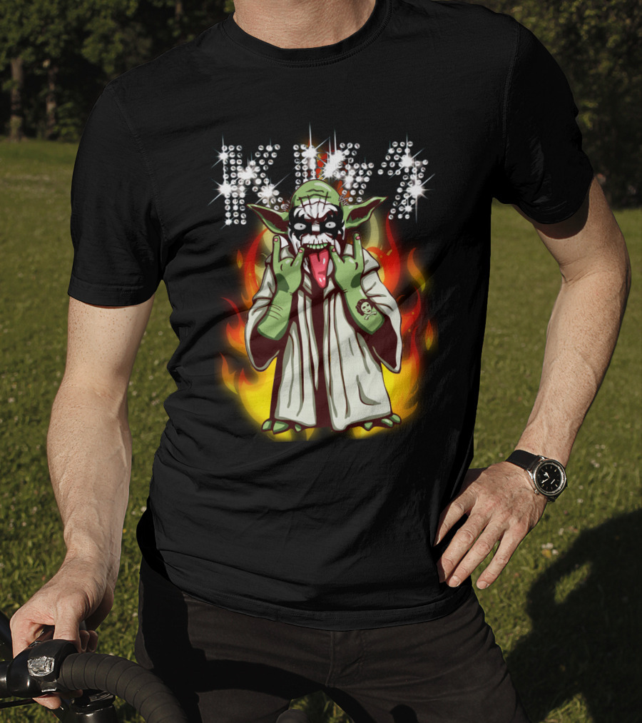Yod1 Star Wars KISS Mashup With Flames T-Shirt