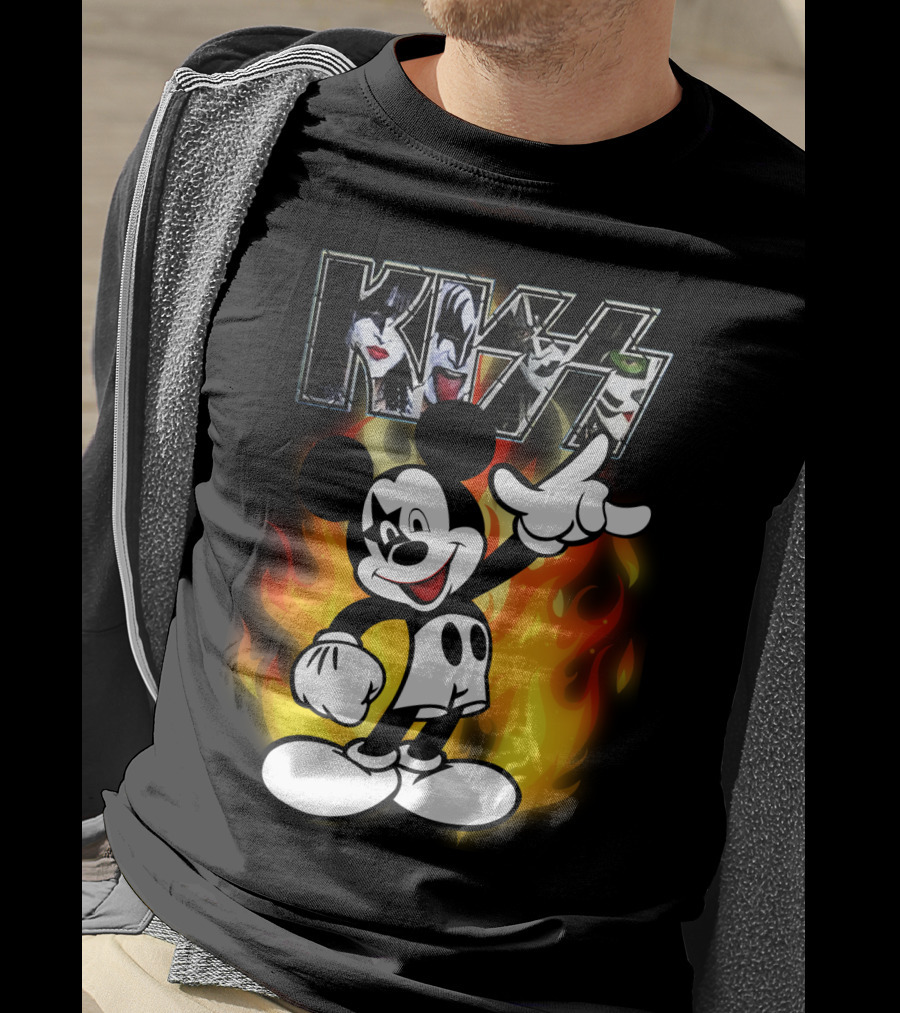 KISS Mickey Mouse Fire T-Shirt