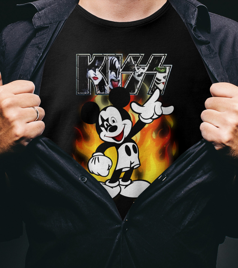 KISS Mickey Mouse Fire T-Shirt
