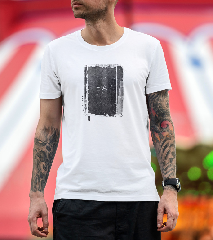 EATWords Matthew 4:4 Bible Reference with Vintage Aesthetic T-Shirt