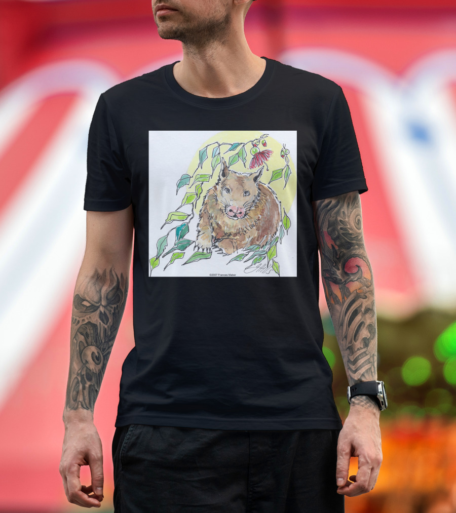 Frances Maber 2007 Illustration of Willit the Wombat with Eucalyptus Under the Gum Tree T-Shirt