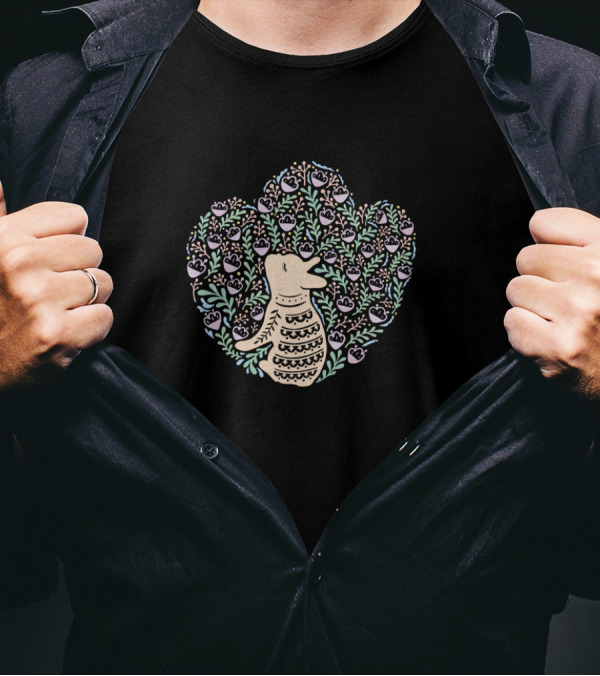 Adorable Cream Frenchie Surrounded By Lush Spring Foliage T-Shirt