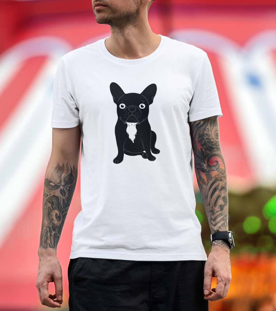 Brindle Frenchie Love and Attention Illustration with Cute French Bulldog T-Shirt