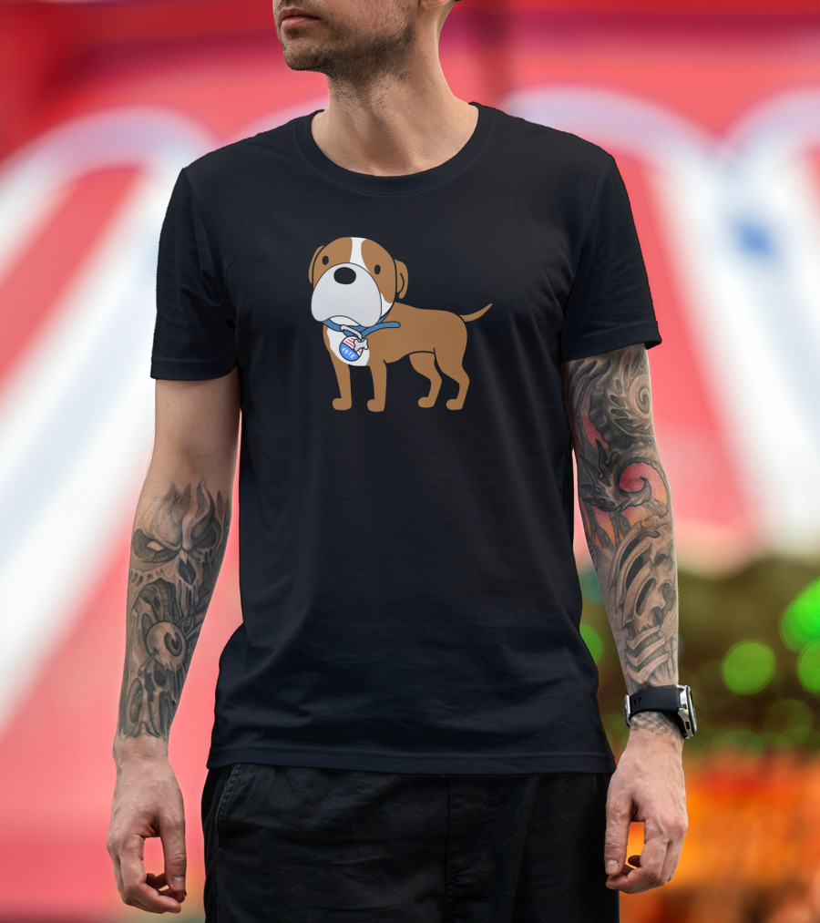 Louie Bulldog Cartoon with Voter Badge T-Shirt