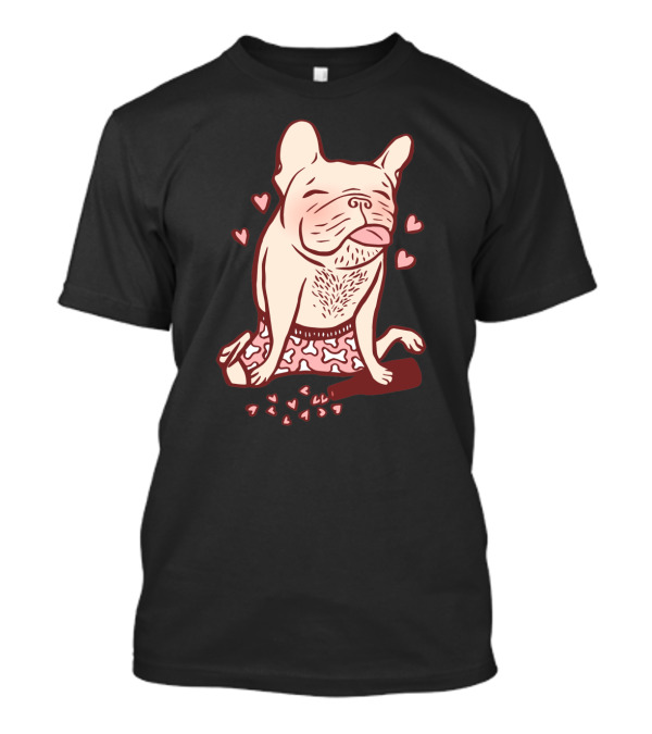 Frenchie Surrounded By Hearts With Bottle And Bone Pajamas In Love T-Shirt