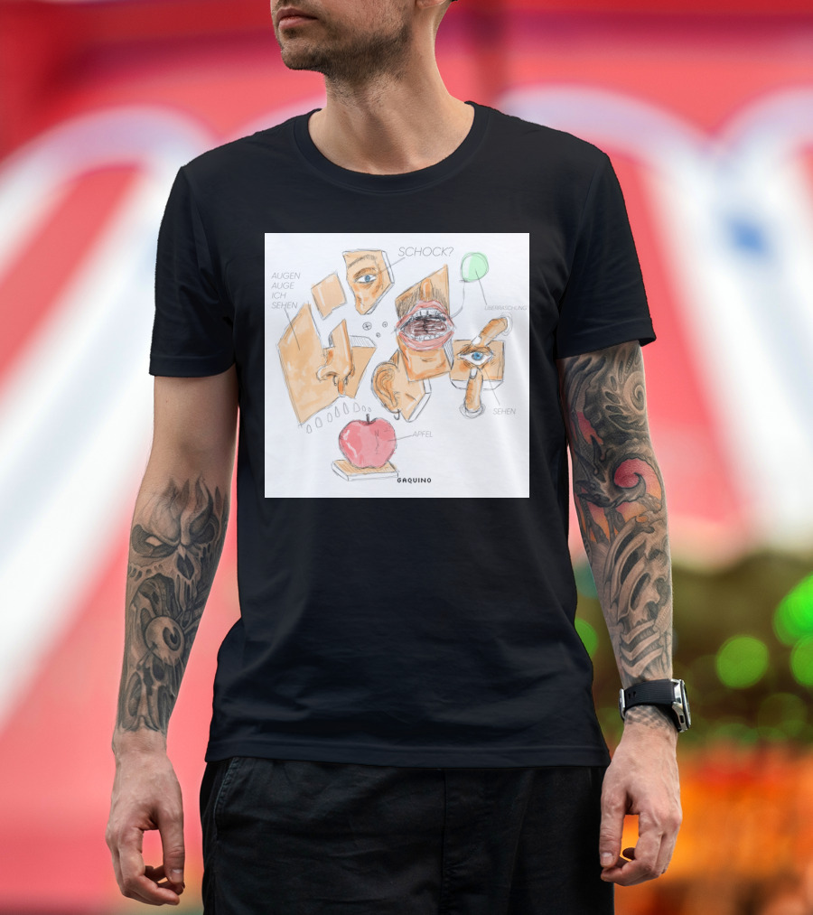 Schock Augen Auge Ich Sehen Überraschung Apfel Graquino T-Shirt