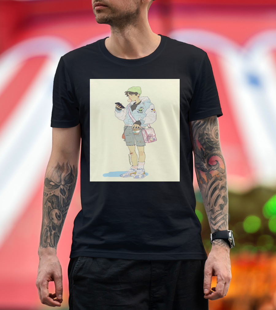 Hobi Bobi Vintage Style Outfit with Beanie and Smartphone T-Shirt
