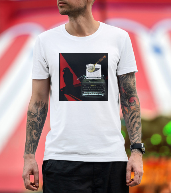 Premium T-Shirt: Everyone Has Something to Conceal Magnifying Glass Typewriter Raven T-Shirt Everyone Has Something to Conceal Magnifying Glass Typewriter Raven T-Shirt