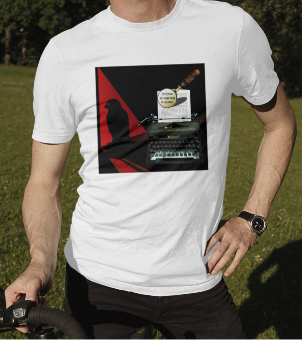 Everyone Has Something To Conceal Magnifying Glass Typewriter Raven T-Shirt