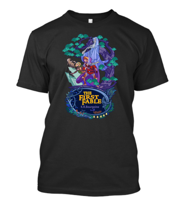 The First Fable K.R. Bourgoine Fantasy Adventure Scene With Mystical Tree And Character Duo T-Shirt