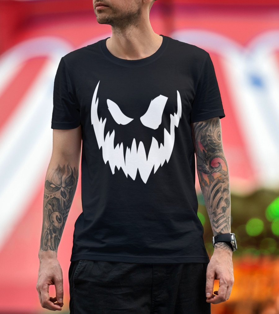 Halloween White Pumpkin Face Creepy T-Shirt