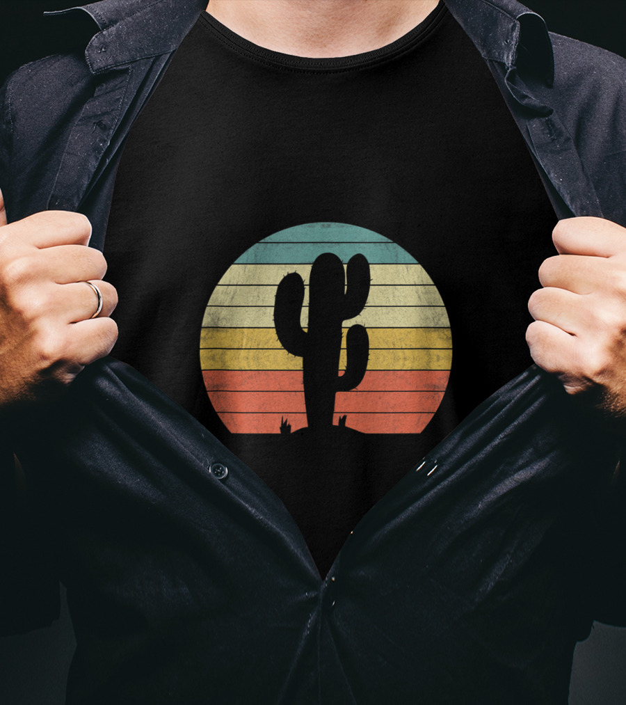 Retro Sunset Saguaro Cactus T-Shirt