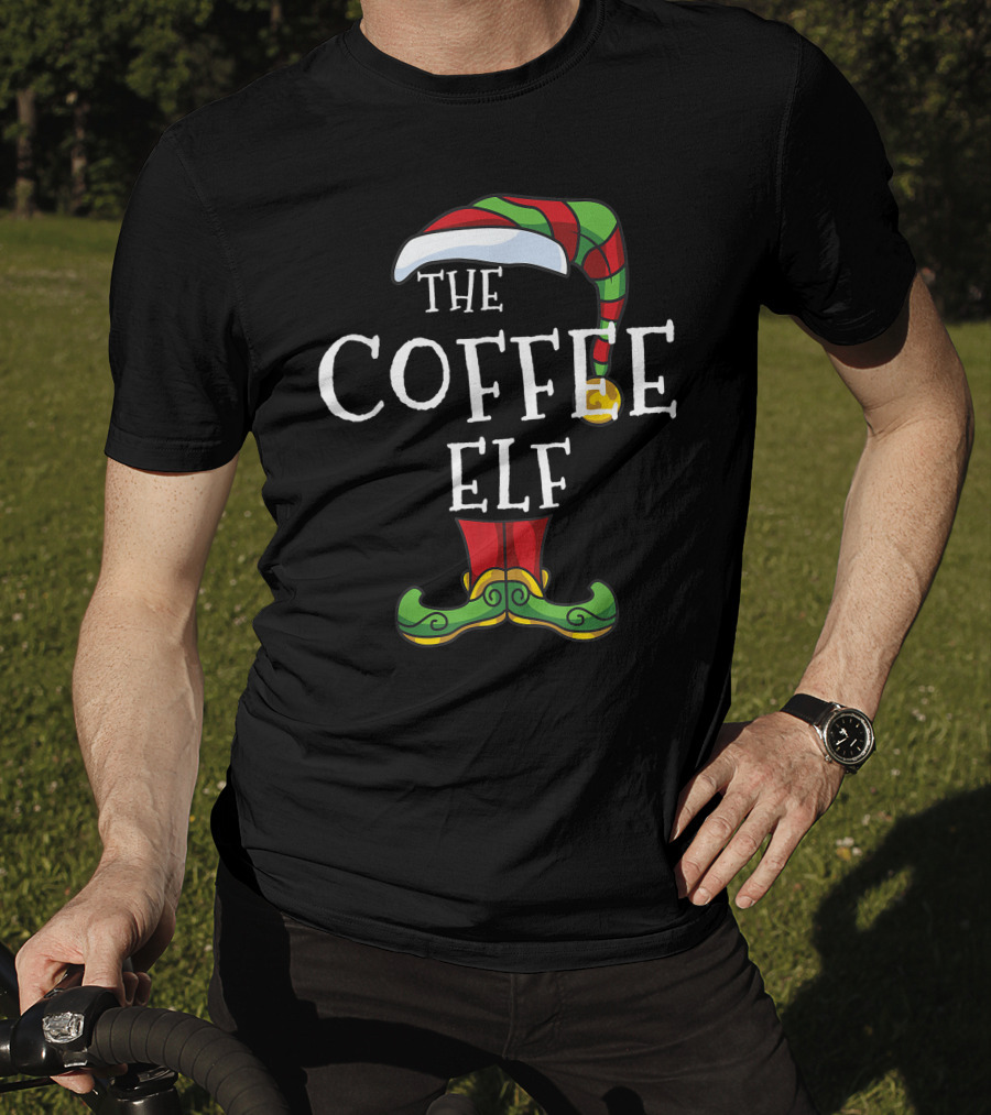 The Coffee Elf Christmas Holiday Family Pajama Party T-Shirt
