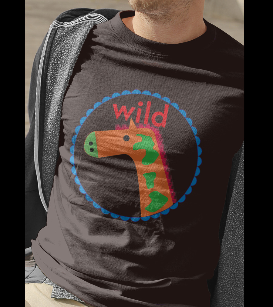 Wild Horse Multicolored Pattern Circle T-Shirt