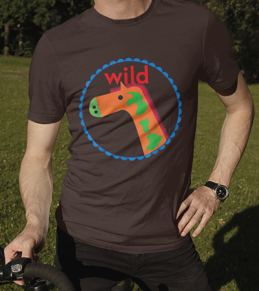 Wild Horse Multicolored Pattern Circle T-Shirt