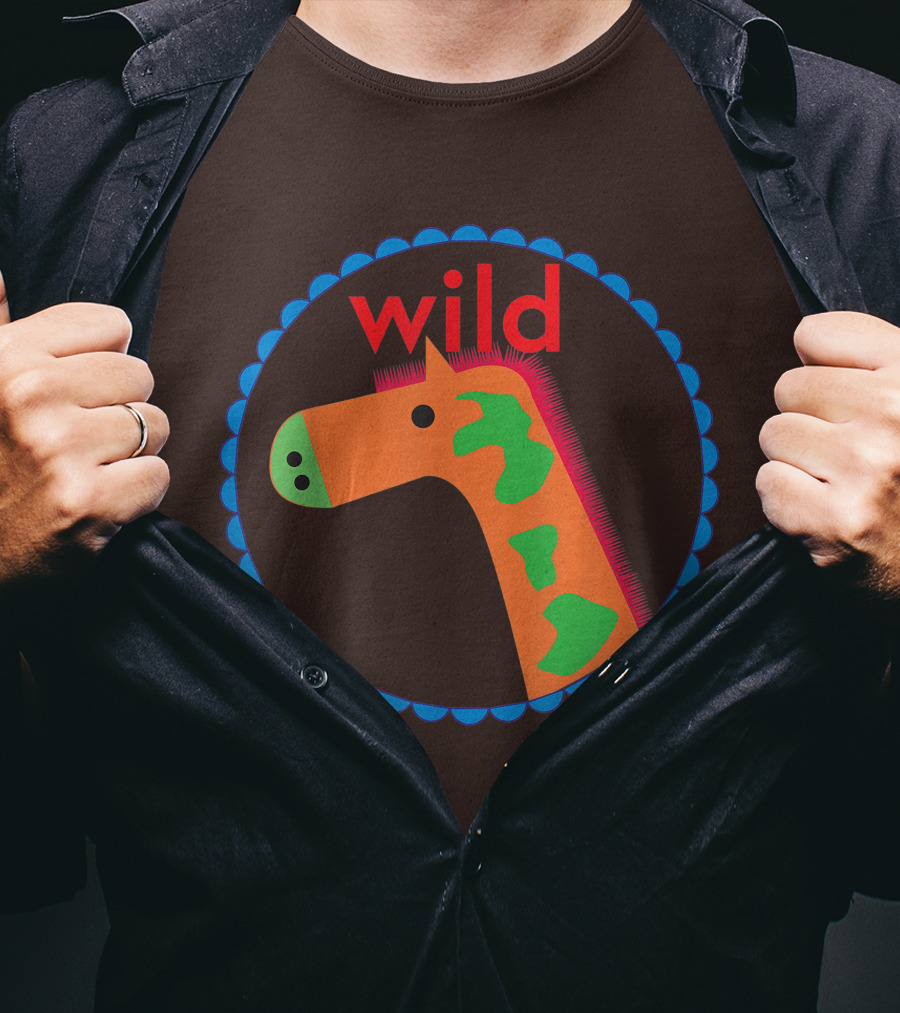 Wild Horse Multicolored Pattern Circle T-Shirt