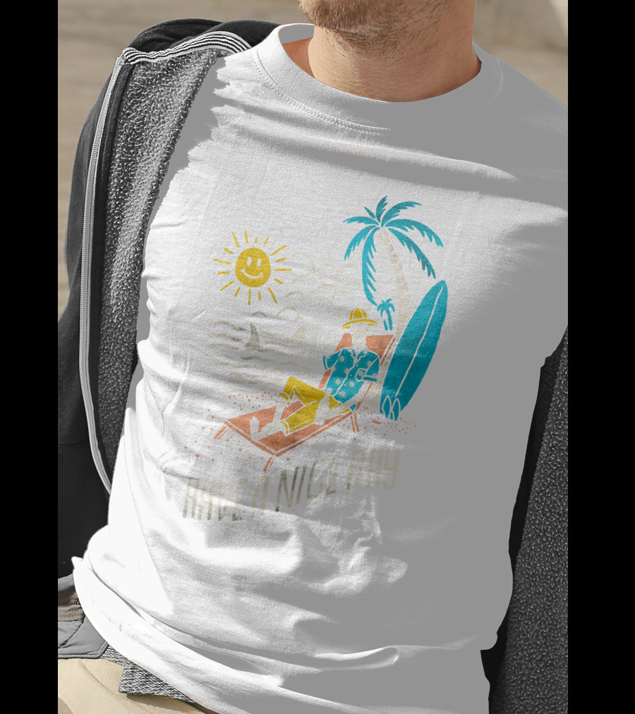 Have A Nice Day Surfing With Sun And Palm Tree On The Beach T-Shirt