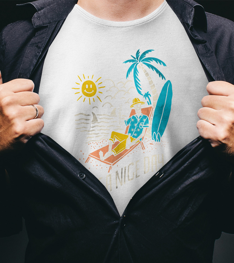 Have A Nice Day Surfing With Sun And Palm Tree On The Beach T-Shirt