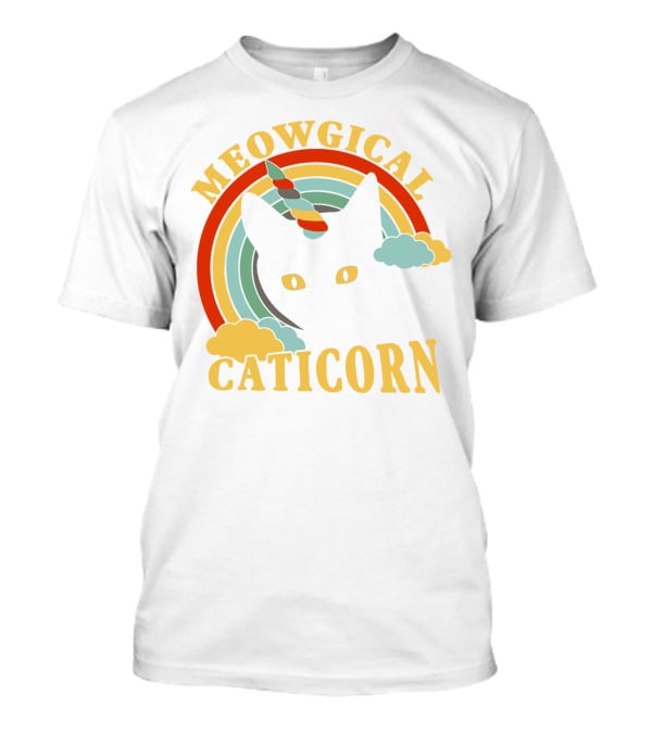Meowgical Caticorn Rainbow Unicorn Cat T-Shirt