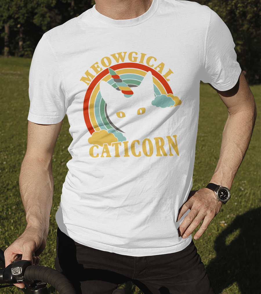 Meowgical Caticorn Rainbow Unicorn Cat T-Shirt