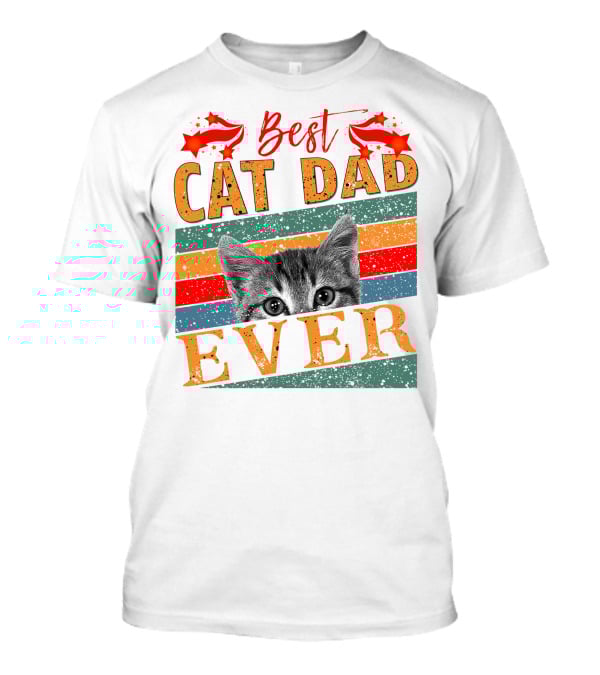 Best Cat Dad Ever Retro Stripes And Stars Kitten T-Shirt