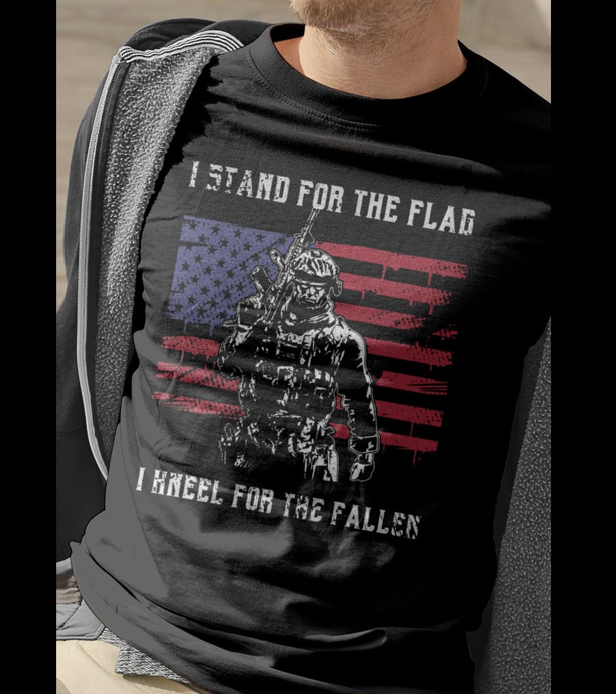 I Stand For The Flag Kneel For The Fallen American Flag Soldier Memorial Day T-Shirt