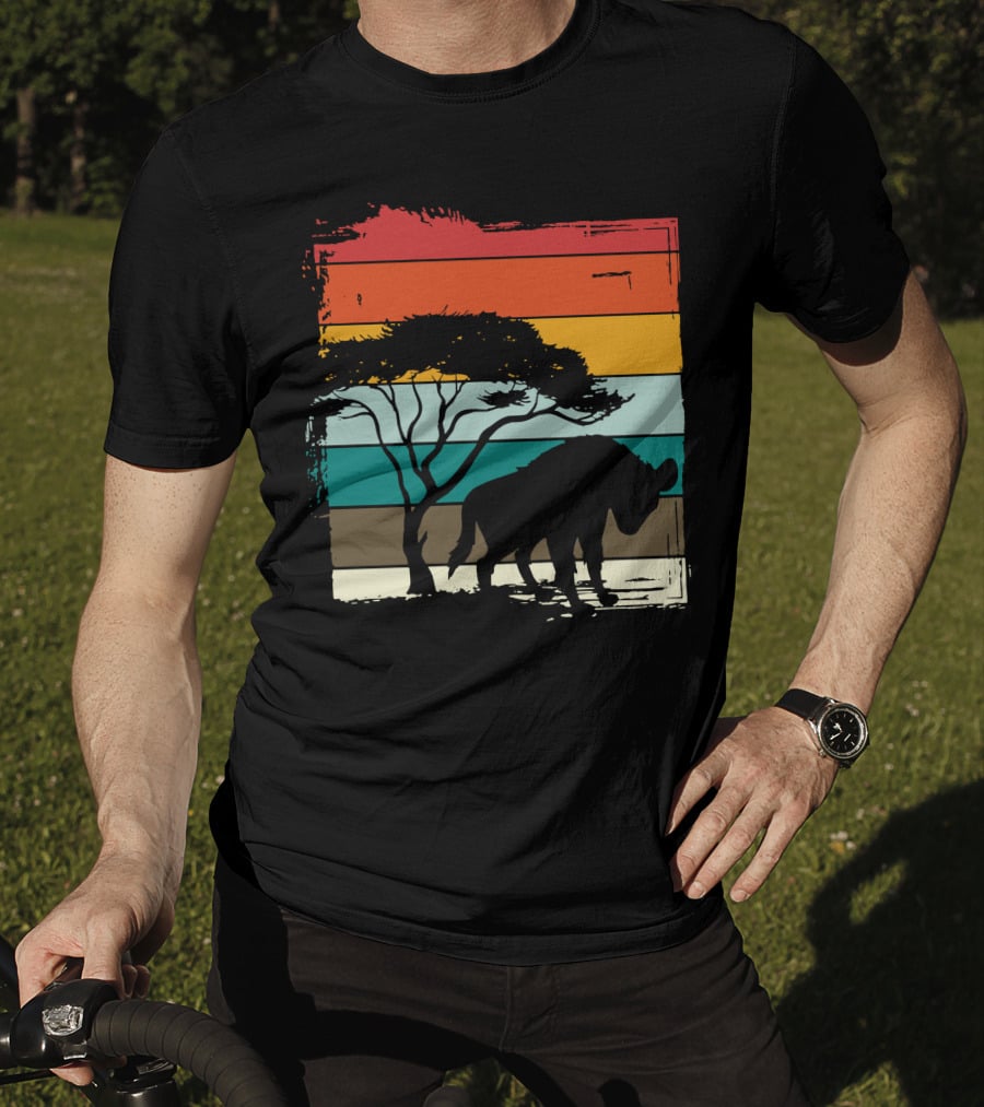Hyenas Safari Africa Hyena Vintage Silhouette Sunset Scene T-Shirt