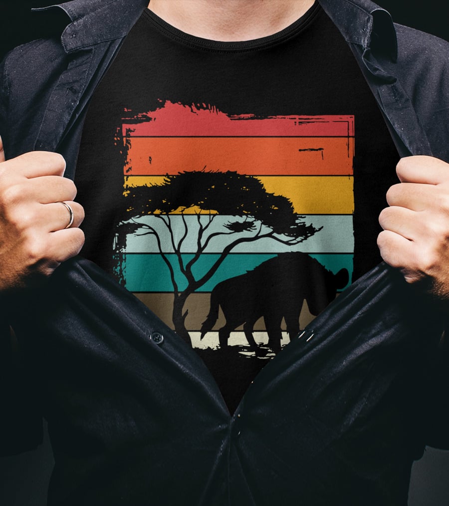 Hyenas Safari Africa Hyena Vintage Silhouette Sunset Scene T-Shirt