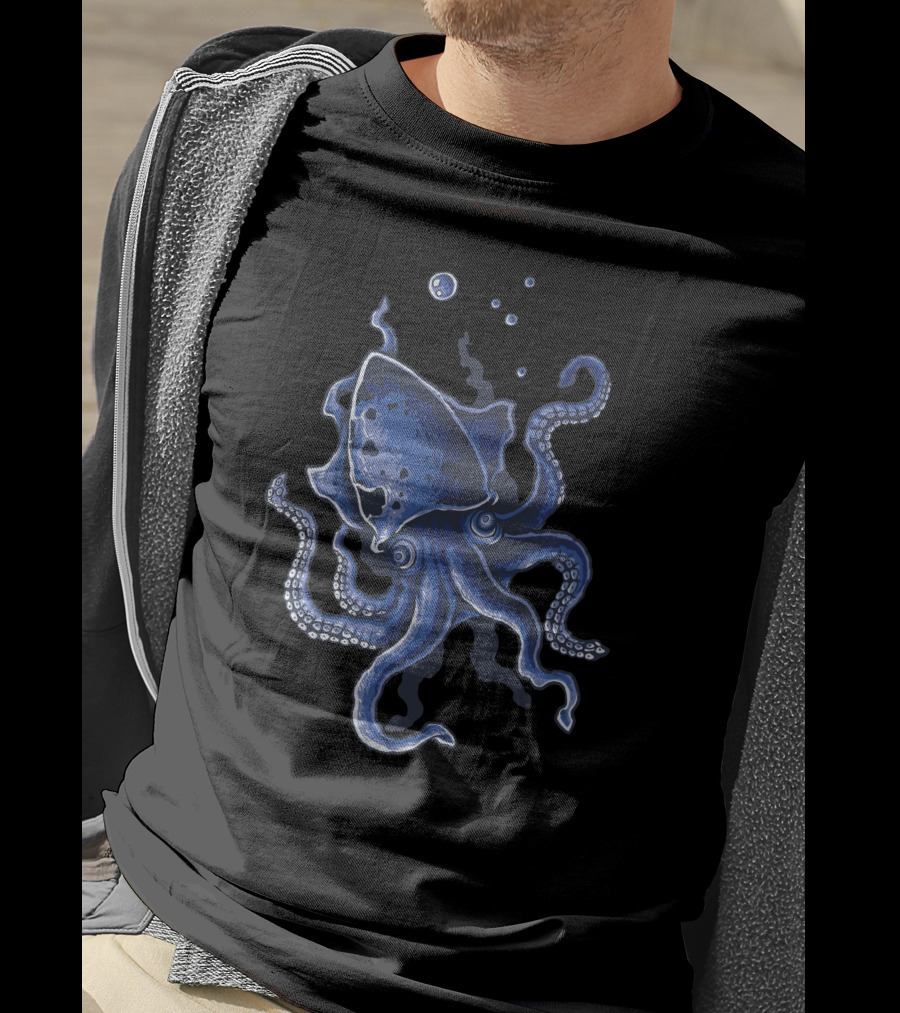 Octopus Ocean Blue Tentacles Deep Sea Mystery T-Shirt