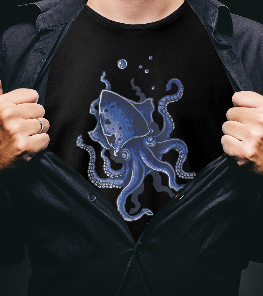 Octopus Ocean Blue Tentacles Deep Sea Mystery T-Shirt