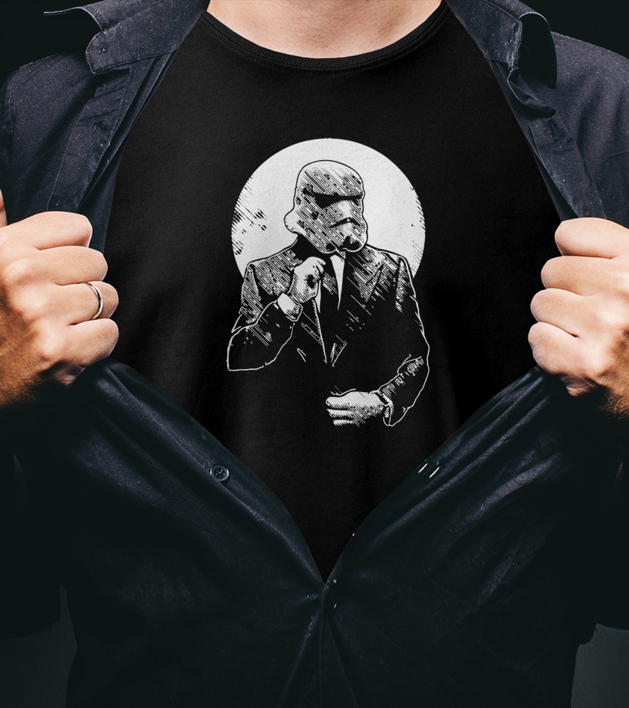 Stormtrooper In Suit Moon Background T-Shirt