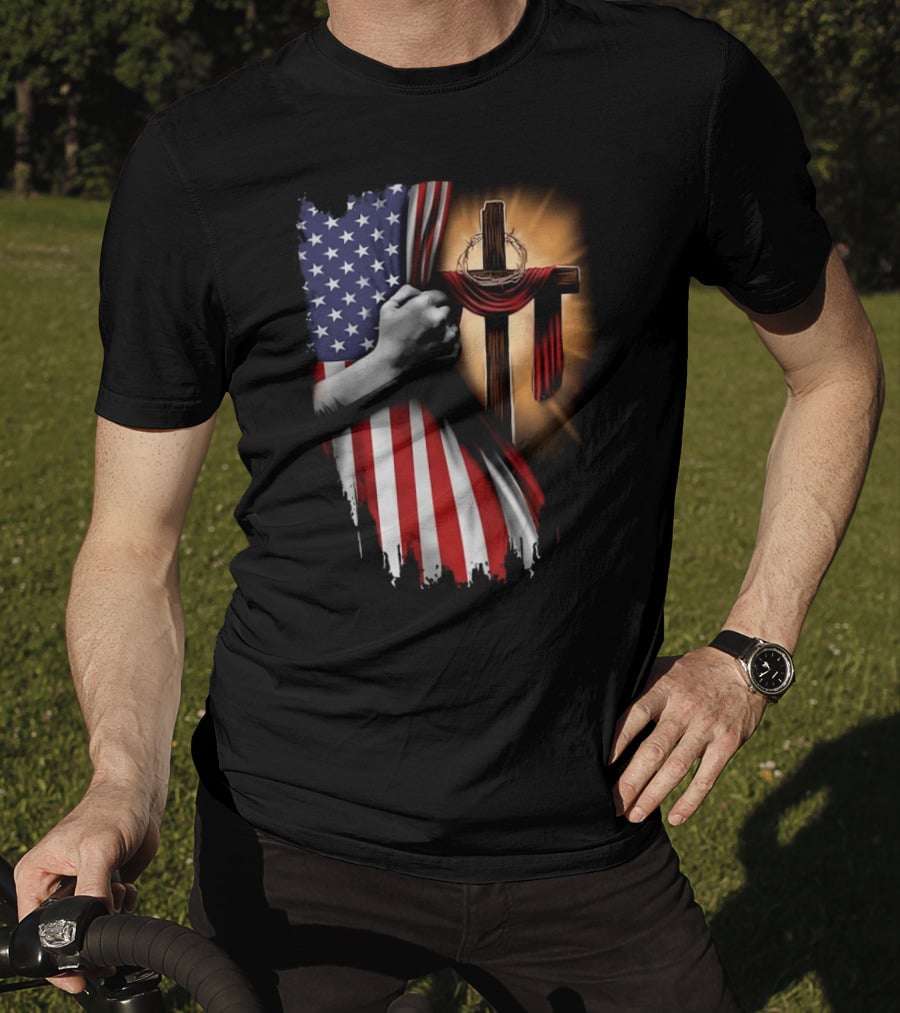 American Flag Cross Faith And Unity T-Shirt