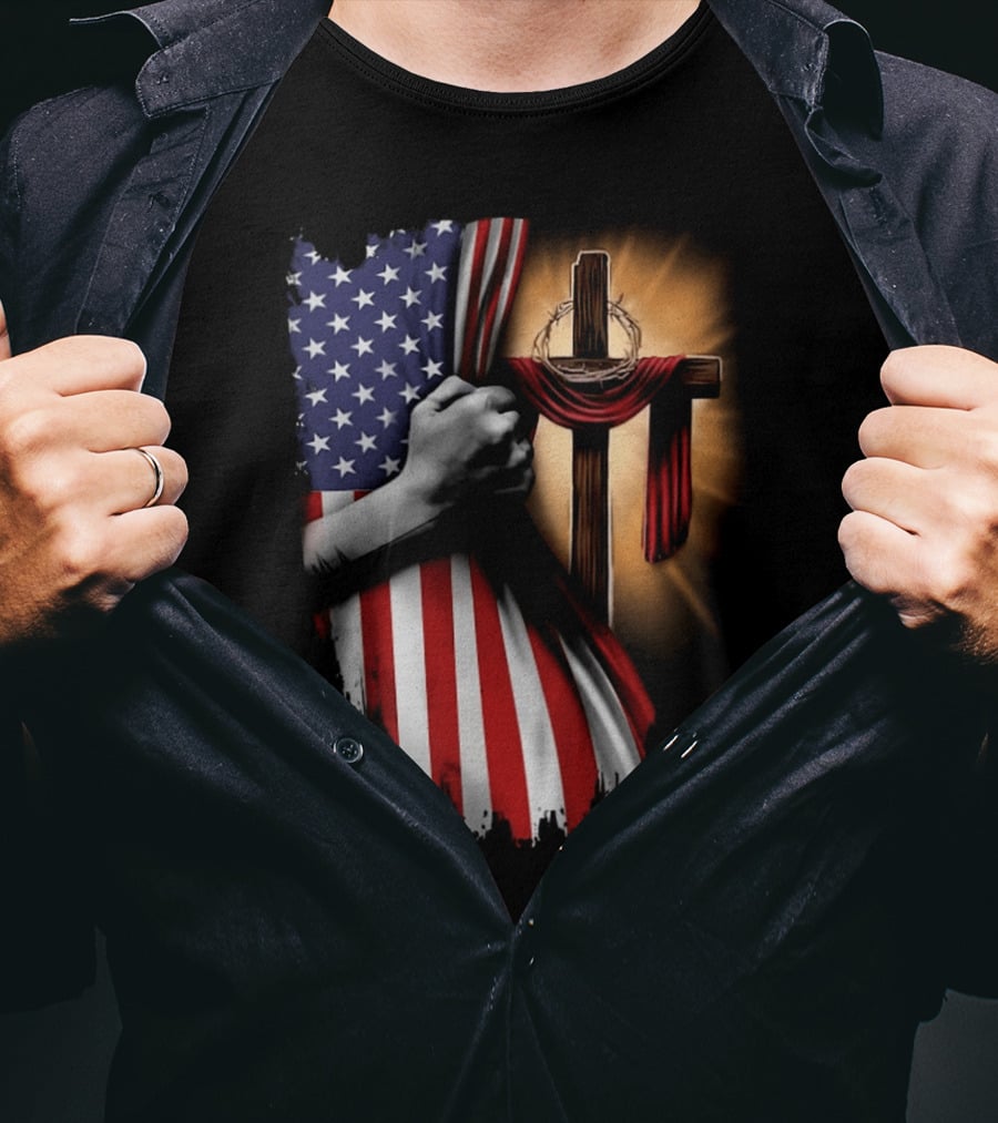American Flag Cross Faith And Unity T-Shirt
