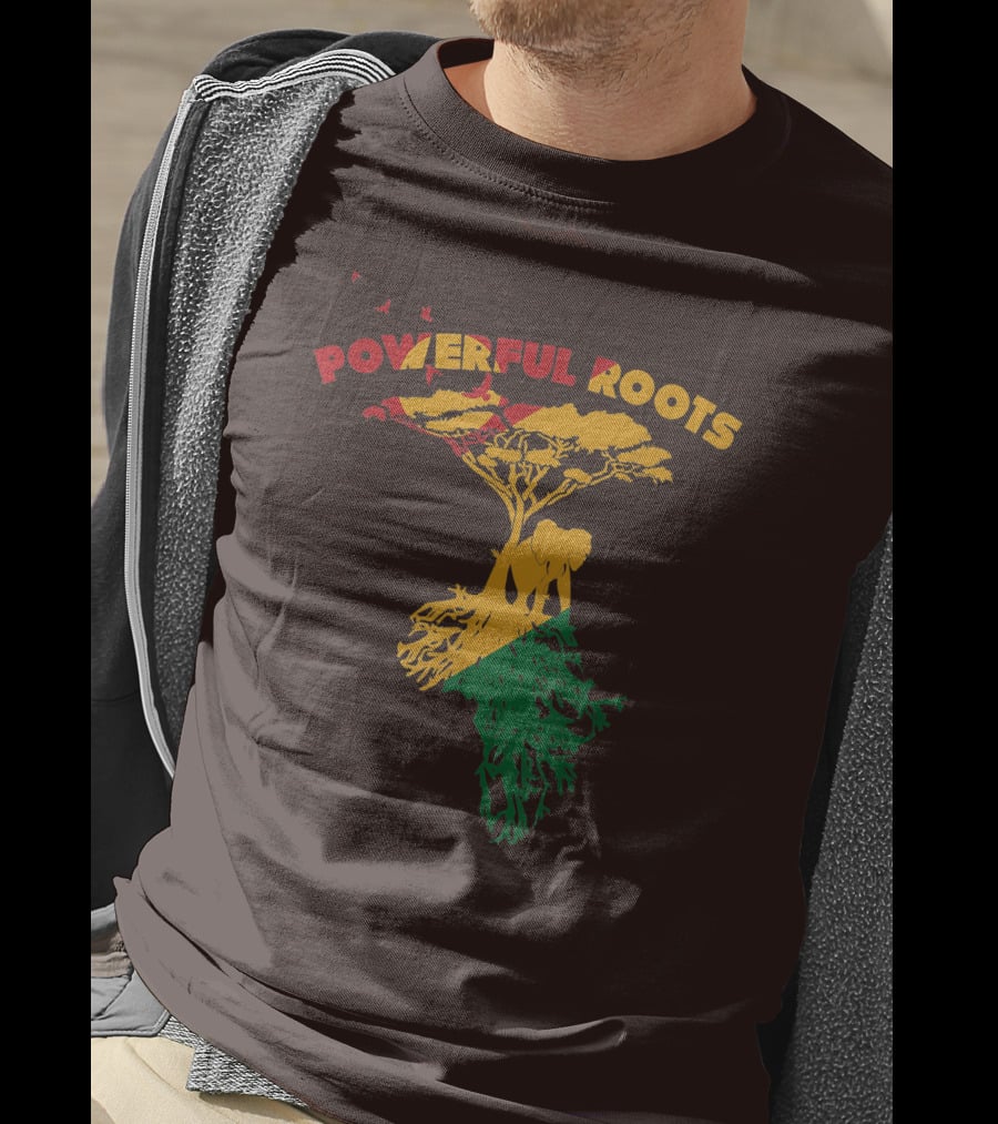 Powerful Roots Black History Month African American Elephant Tree Africa Vibes T-Shirt