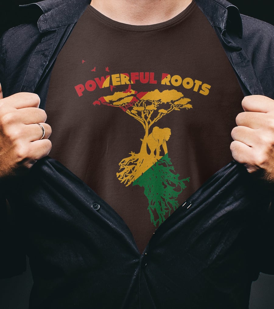 Powerful Roots Black History Month African American Elephant Tree Africa Vibes T-Shirt