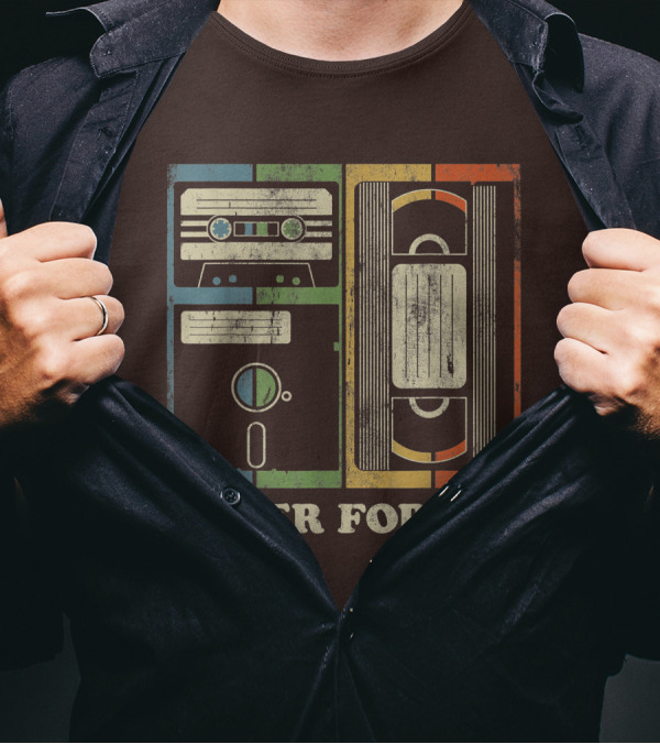 Never Forget Retro Vintage Cassette Floppy VHS Cool Funny Geeky Nerdy T-Shirt