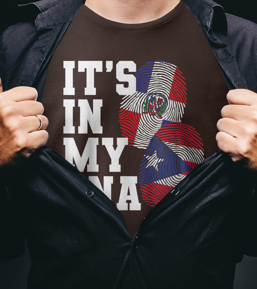 IT'S IN MY DNA Dominican Republic And Puerto Rico Fingerprints T-Shirt