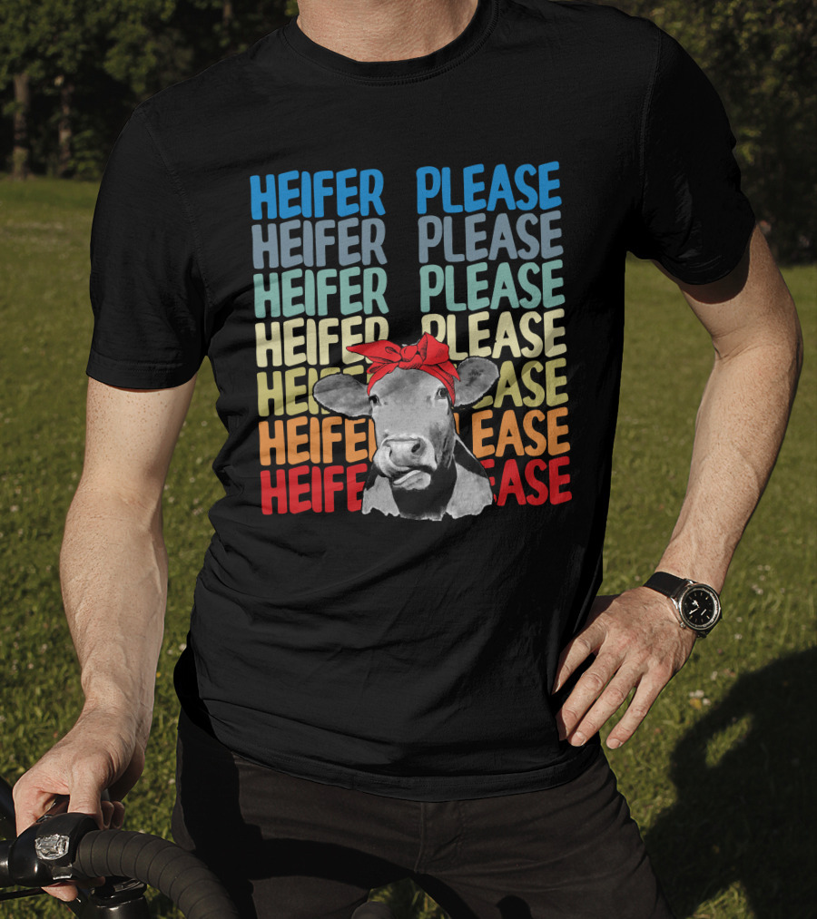 Heifer Please Heifer Please Heifer Please Heifer Please Cow With Red Bandana T-Shirt