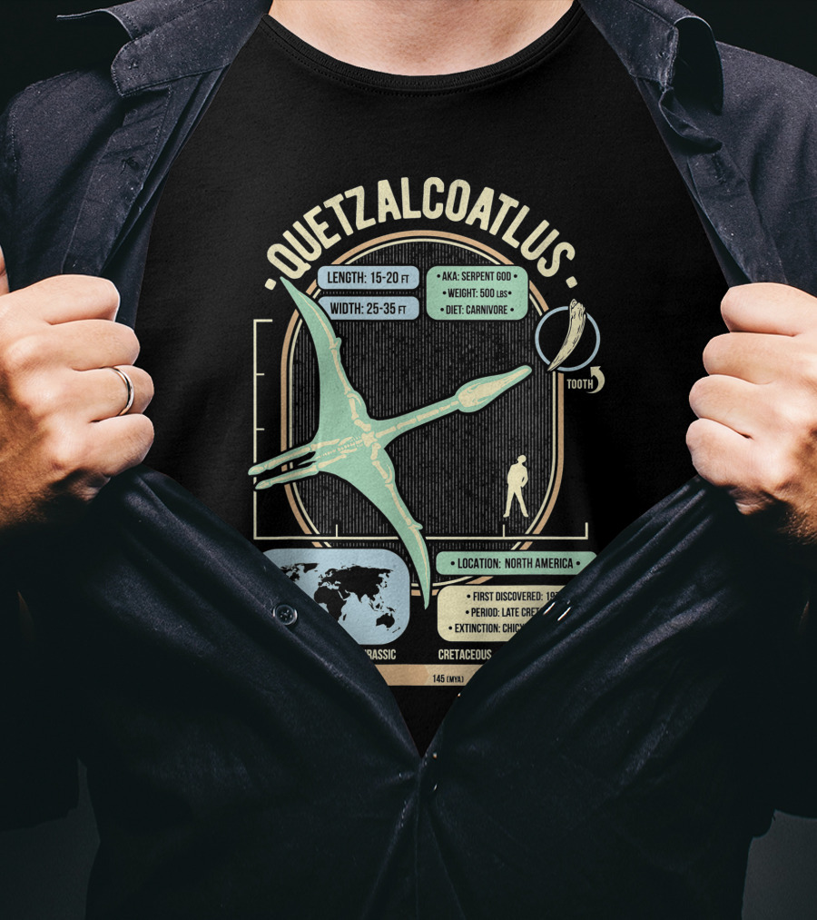 Quetzalcoatlus Dinosaur Facts Science Anatomy Serpent God Cretaceous Extinction North America History T-Shirt