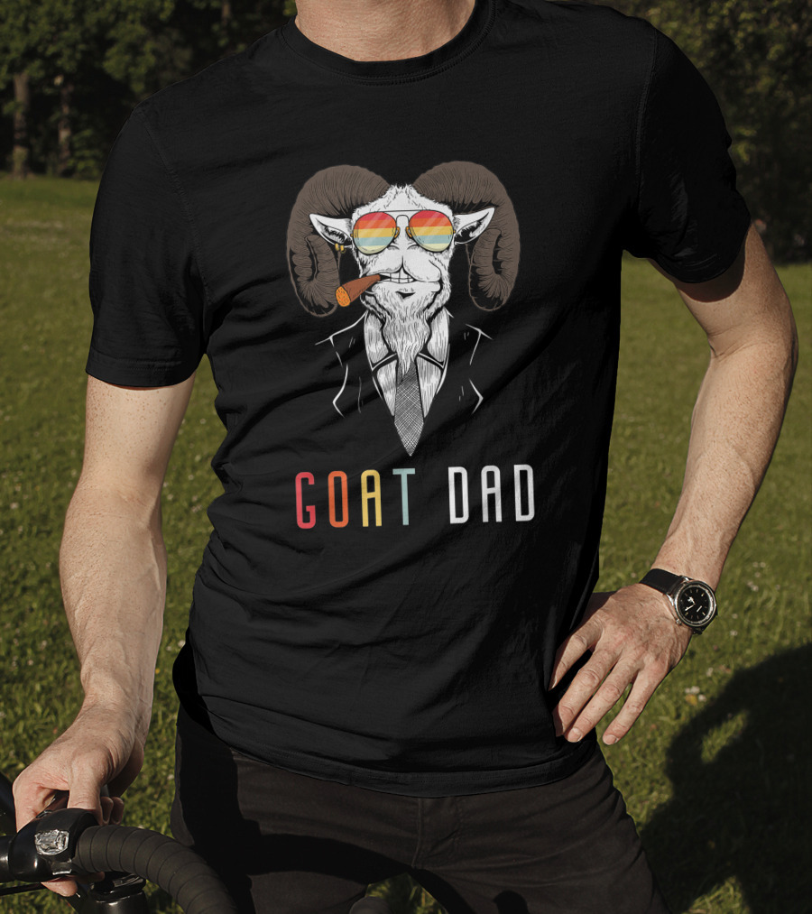 GOAT DAD Cool Sunglasses And Pipe Smoking Ram T-Shirt