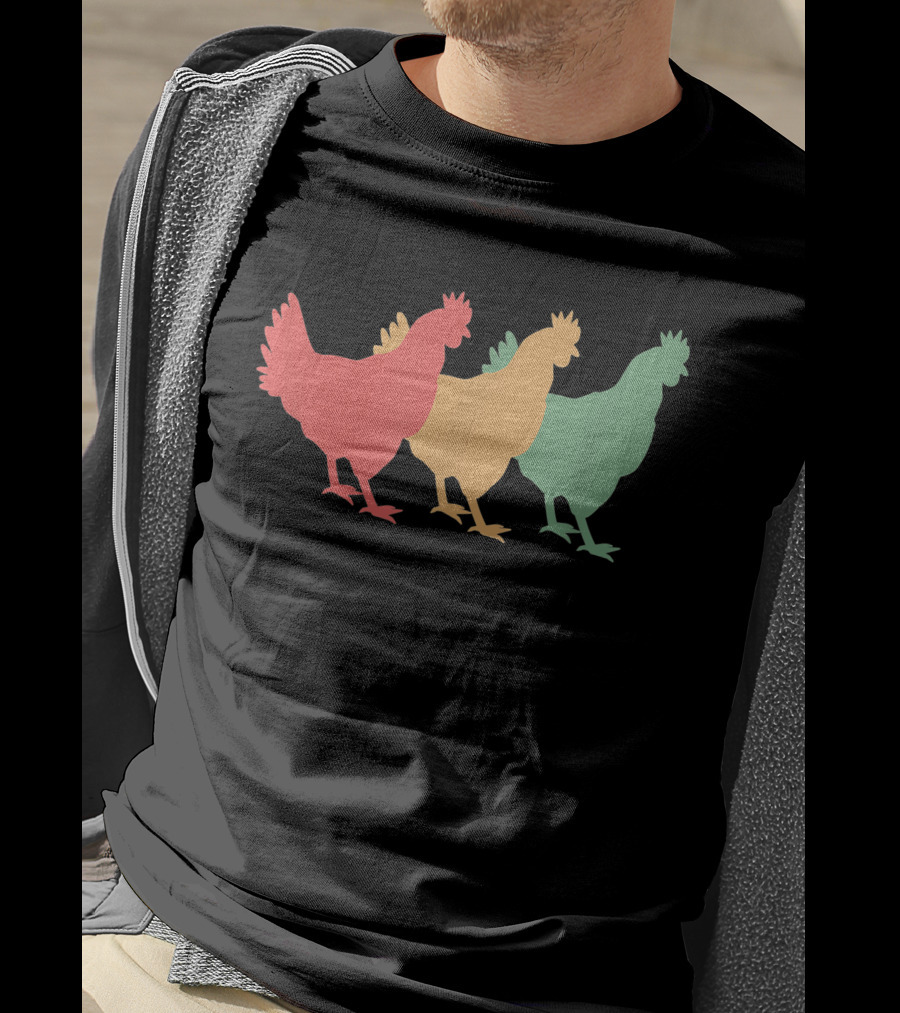 Funny Vintage Chicken Trio Retro T-Shirt