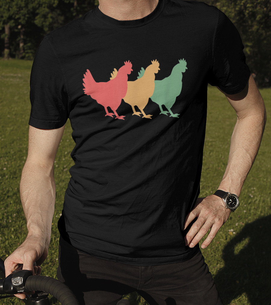 Funny Vintage Chicken Trio Retro T-Shirt